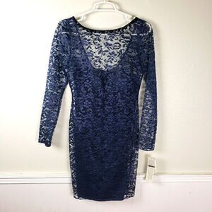Women's NWT Aidan Mattox Navy Blue Lace Evening Cocktail Dress Size 04